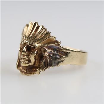9kt Gold Indian Head Ring