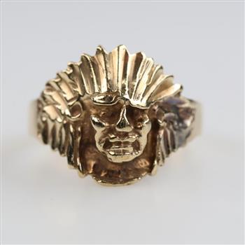 9kt Gold Indian Head Ring