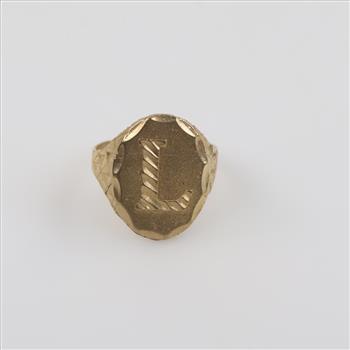 9kt Gold Initial Ring