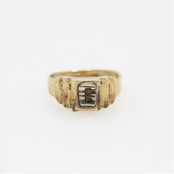 9kt Gold Initial Ring