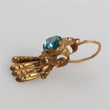 9kt Gold Light Blue Stone Drop Earring