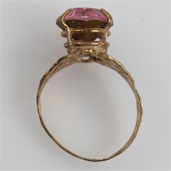 9kt Gold Pink Stone Filigree Ring