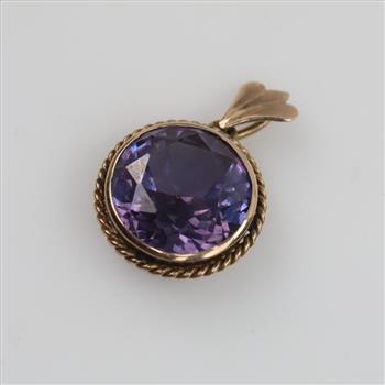 9kt Gold Purple Stone Pendant