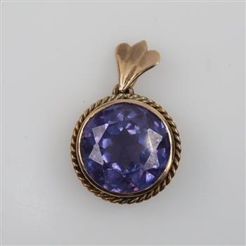 9kt Gold Purple Stone Pendant