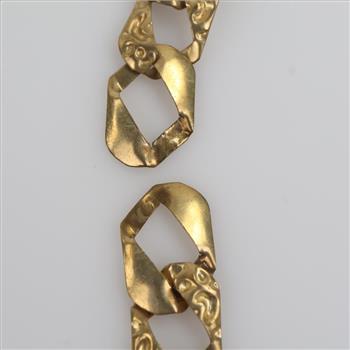 9kt Gold Rectangle Curb Chain Necklace