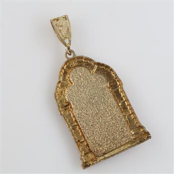9kt Gold Red Stone Accent Semi-Hollow Religious Pendant