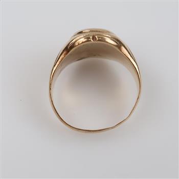 9kt Gold Red Stone Freemasonry Signet Ring