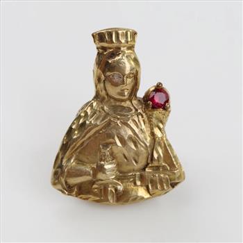 9kt Gold Red Stone Religious Ring