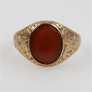 9kt Gold Red Stone Signet Ring