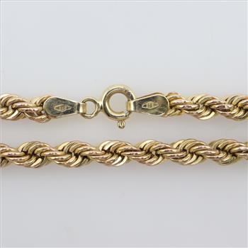 9kt Gold Rope Chain Bracelet