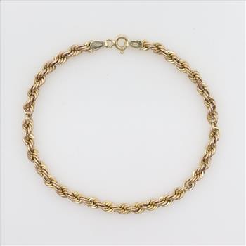 9kt Gold Rope Chain Bracelet
