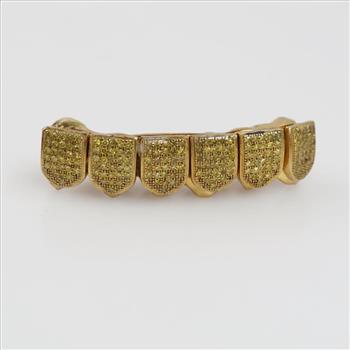 9kt Gold Sterling Silver Yellow Stone Accent Dental Grill