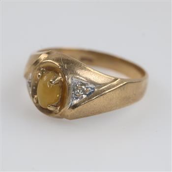 9kt Gold Tan And White Stone Diamond Ring