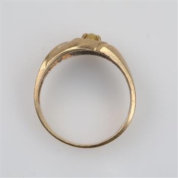 9kt Gold Tan And White Stone Diamond Ring