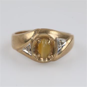 9kt Gold Tan And White Stone Diamond Ring
