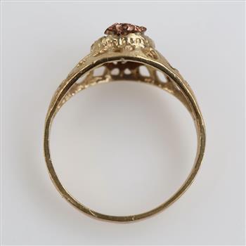 9kt Gold Tri-color Flower Signet Ring