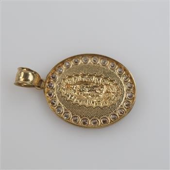 9kt Gold Two-tone Clear Stone Religious Pendant