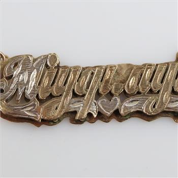 9kt Gold Two-tone Cursive ID Pendant