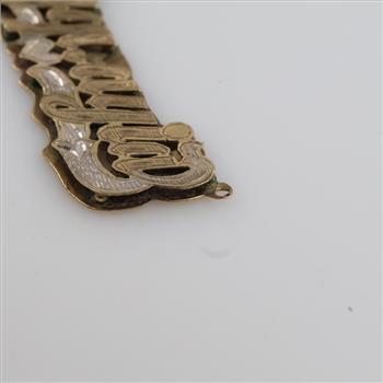 9kt Gold Two-tone Cursive ID Pendant