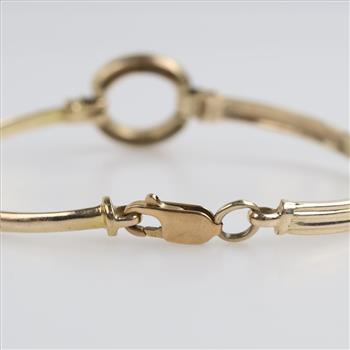 9kt Gold Two-tone Diamond Pendant Bangle Bracelet