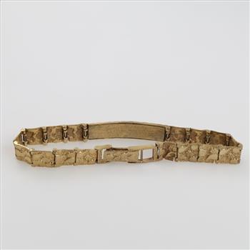 9kt Gold Two-tone Nugget Panel Name Plate Bracelet