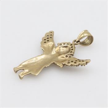 9kt Two Tone Gold Clear Stone Angel Pendant