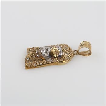 9kt Two Tone Gold Clear Stone Religious Pendant