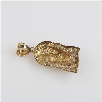 9kt Two Tone Gold Clear Stone Religious Pendant