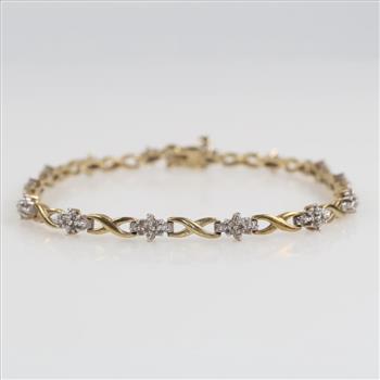 9kt Two Tone Gold Diamond Bracelet