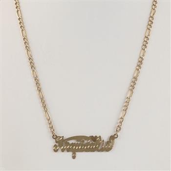 9kt Two Tone Gold Hollow Figaro Link Necklace