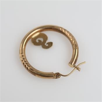 9kt Two Tone Gold Hollow Hoop Single Earring
