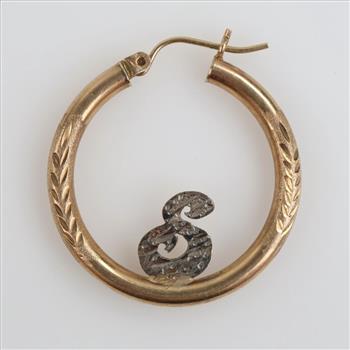 9kt Two Tone Gold Hollow Hoop Single Earring