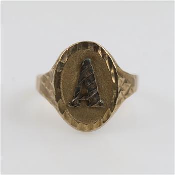 9kt Two Tone Gold Initial Ring