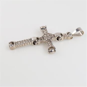 9kt White Gold Clear Stone Pendant