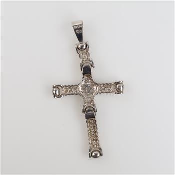 9kt White Gold Clear Stone Pendant