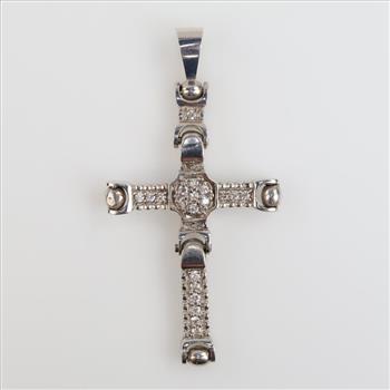 9kt White Gold Clear Stone Pendant