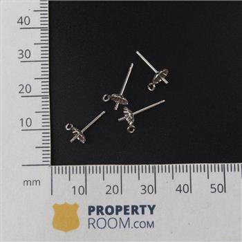 9kt White Gold  Earring Findings, 2 Pairs