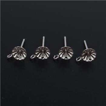 9kt White Gold  Earring Findings, 2 Pairs