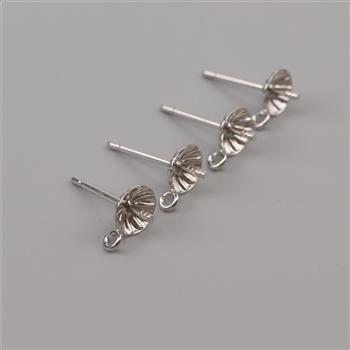 9kt White Gold  Earring Findings, 2 Pairs
