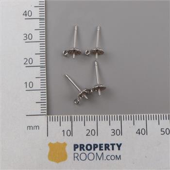 9kt White Gold  Earring Findings, 2 Pairs
