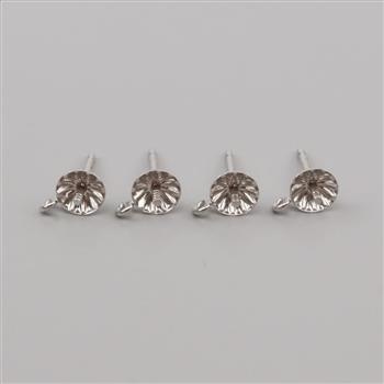 9kt White Gold  Earring Findings, 2 Pairs