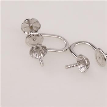 9kt White Gold Screw Back Clip-On Earring Findings