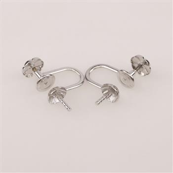 9kt White Gold Screw Back Clip-On Earring Findings