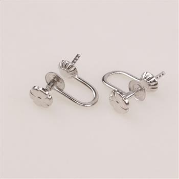 9kt White Gold Screw Back Clip-On Earring Findings