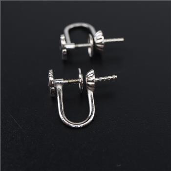 9kt White Gold Screw Back Clip-On Earring Findings