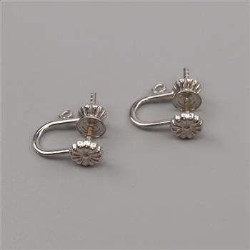 9kt White Gold Screw Back Clip-On Earring Findings