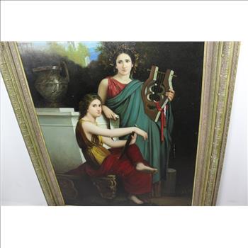 A Claudie Painting Of Two Girls & Zither