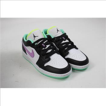 Air Jordan 1 Low (GS), 5Y, White/Violet Shock/Black