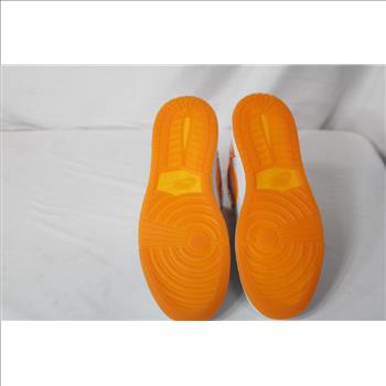 Air Jordan 1 Mid SE (GS) Football Gtey/Orange Peel Sneakers, Boys' 6.5Y