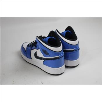Air Jordan 1 Mid SE (GS), Size 5Y, Signal-Blue/Black/White Sneakers